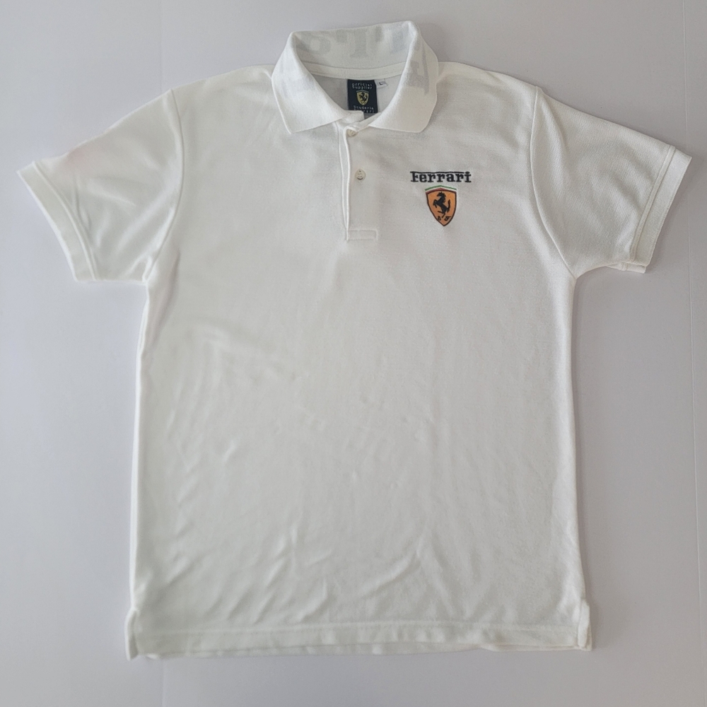Ferrari Scuderia Official Supplier F-1 Shell Polo Shirt, White Size L